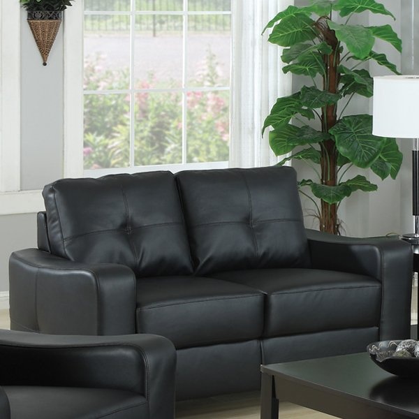 Jasmine-Loveseat-with-Black-Bonded-Leather-Upholstery-by-Coaster-Fine-Furniture