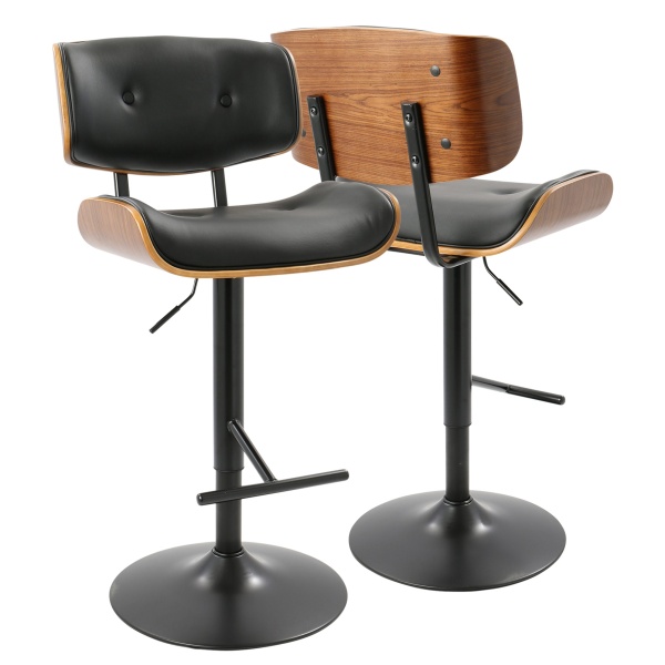 Lombardi-Mid-Century-Modern-Adjustable-Barstool-in-Walnut-with-Black-Faux-Leather-by-LumiSource