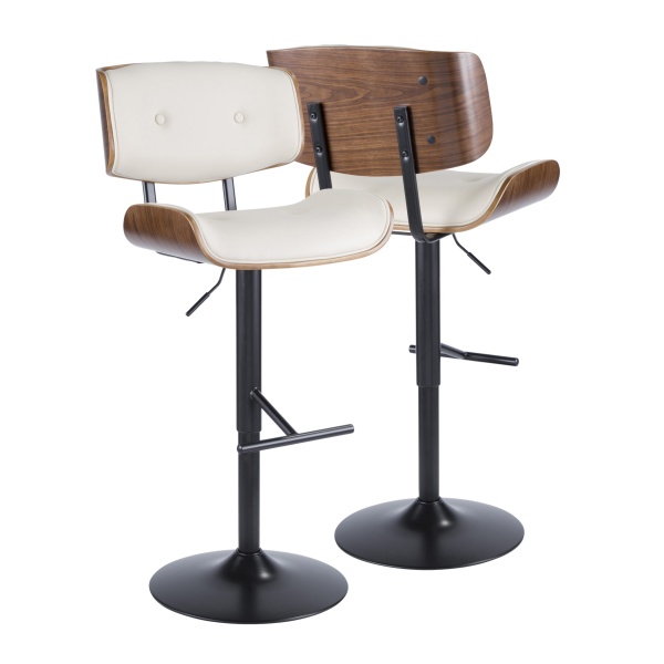 Lombardi-Mid-Century-Modern-Adjustable-Barstool-in-Walnut-with-Cream-Faux-Leather-by-LumiSource