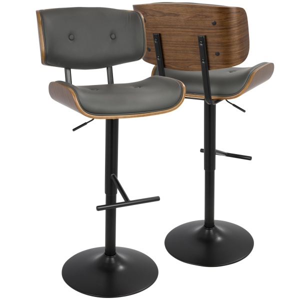 Lombardi-Mid-Century-Modern-Adjustable-Barstool-in-Walnut-with-Grey-Faux-Leather-by-LumiSource