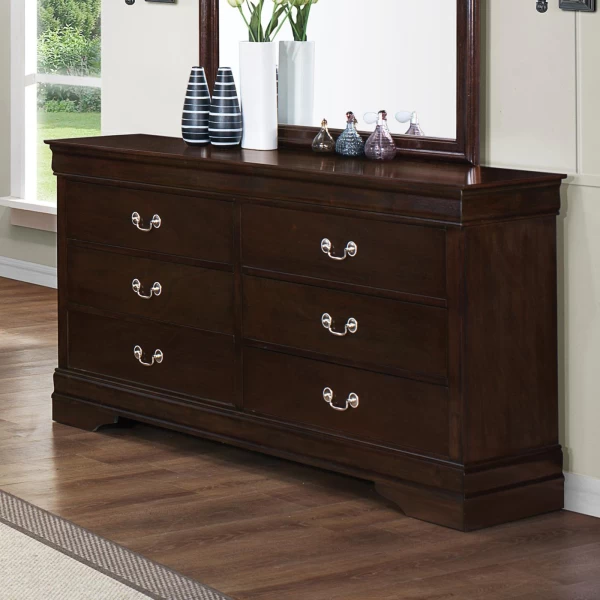 Louis Philippe Dresser with Cappuccino Finish with Silver Hardware