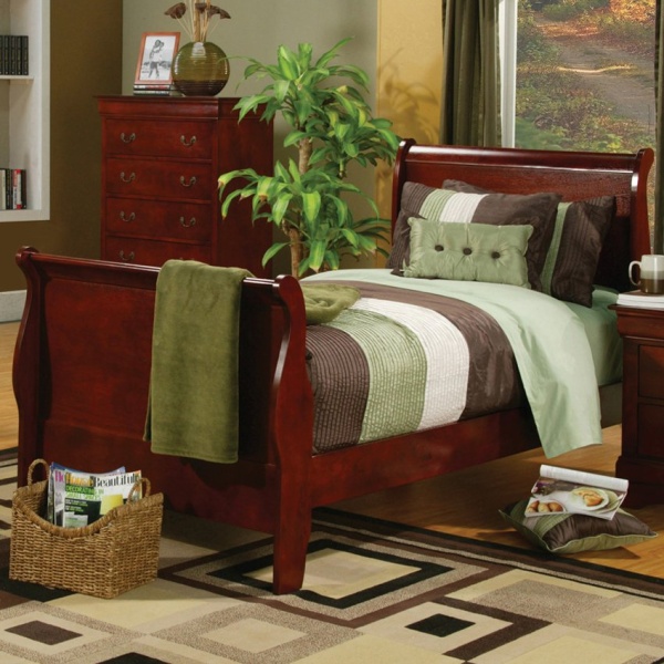 Louis-Philippe-Sleigh-Bed-Twin-with-Rich-Cherry-Finish-by-Coaster-Fine-Furniture