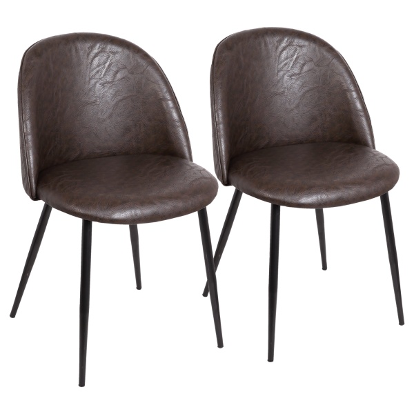 Luna-Contemporary-DiningAccent-Chair-in-Black-with-Brown-Faux-Leather-by-LumiSource-Set-of-2