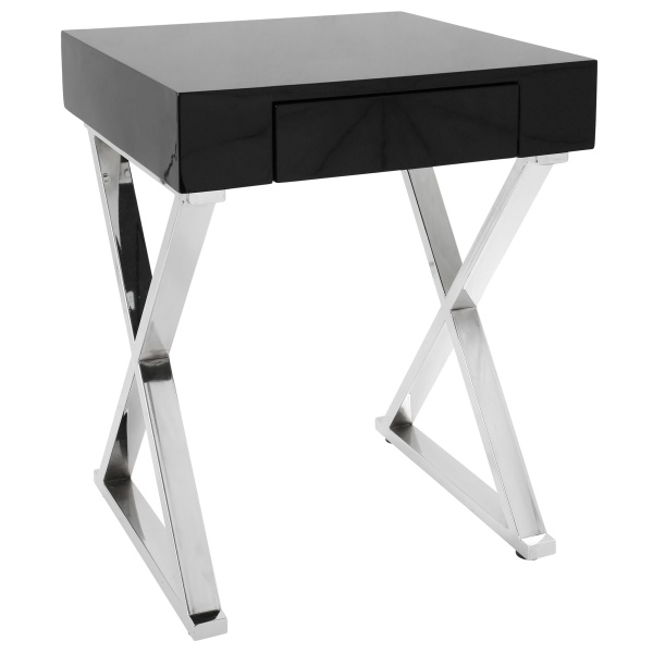 Luster-Contemporary-Side-Table-in-Black-and-Chrome-by-LumiSource