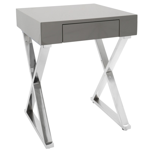 Luster-Contemporary-Side-Table-in-Grey-and-Chrome-by-LumiSource