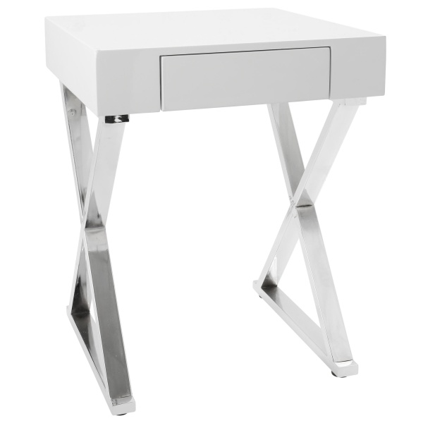 Luster-Contemporary-Side-Table-in-White-and-Chrome-by-LumiSource