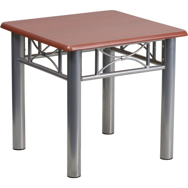 Mahogany-Laminate-End-Table-with-Silver-Steel-Frame-by-Flash-Furniture