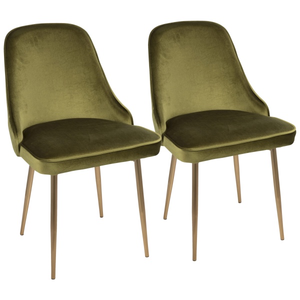 Marcel-Contemporary-Dining-Chair-with-Gold-Frame-and-Green-Velvet-Fabric-by-LumiSource-Set-of-2