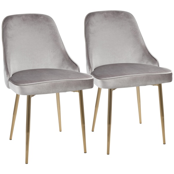 Marcel-Contemporary-Dining-Chair-with-Gold-Frame-and-Silver-Velvet-Fabric-by-LumiSource-Set-of-2