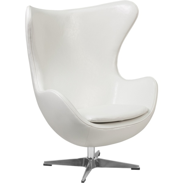 Melrose White Leather Egg Chair with Tilt Lock Mechanism by