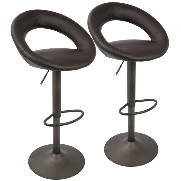 Metro-Contemporary-Adjustable-Barstool-in-Antique-with-Brown-Faux-Leather-by-LumiSource-Set-of-2