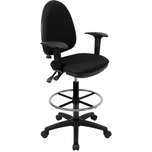 Mid-Back-Black-Fabric-Multifunction-Drafting-Chair-with-Adjustable-Lumbar-Support-and-Adjustable-Arms-by-Flash-Furniture