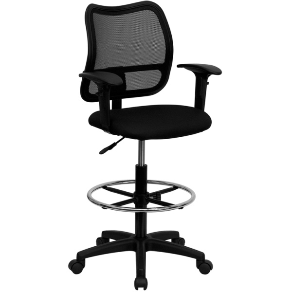 Mid-Back-Black-Mesh-Drafting-Chair-with-Adjustable-Arms-by-Flash-Furniture