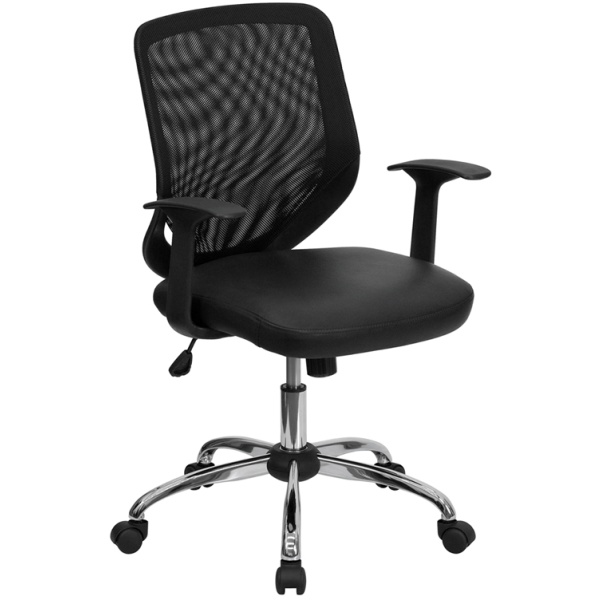 Mid-Back-Black-Mesh-Swivel-Task-Chair-with-Leather-Seat-and-Arms-by-Flash-Furniture