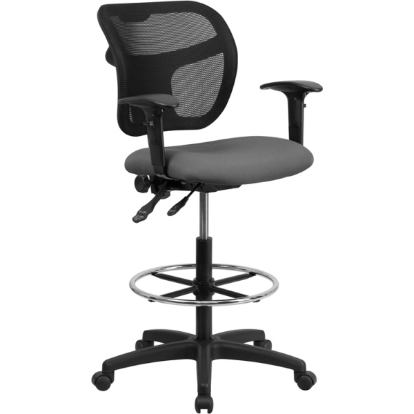 Mid-Back-Gray-Mesh-Drafting-Chair-with-Adjustable-Arms-by-Flash-Furniture