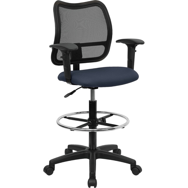 Mid-Back-Navy-Blue-Mesh-Drafting-Chair-with-Adjustable-Arms-by-Flash-Furniture