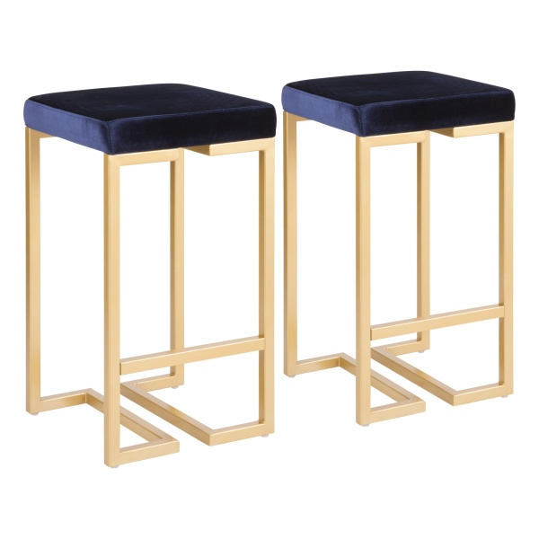 Midas-26-Contemporary-Glam-Counter-Stool-in-Gold-with-Blue-Velvet-Cushion-by-LumiSource-Set-of-2