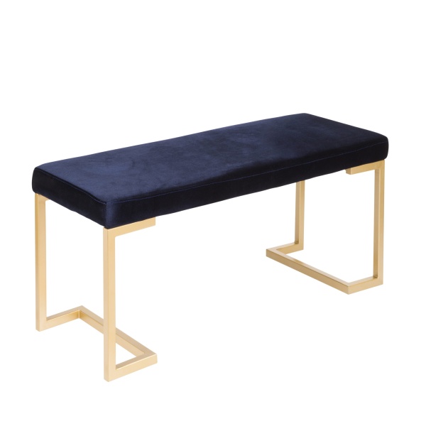 Midas-Contemporary-Glam-EntrywayDining-Bench-in-Gold-with-Blue-Velvet-Cushion-by-LumiSource