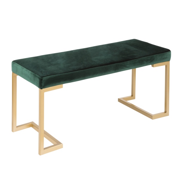 Midas-Contemporary-Glam-EntrywayDining-Bench-in-Gold-with-Green-Velvet-Cushion-by-LumiSource