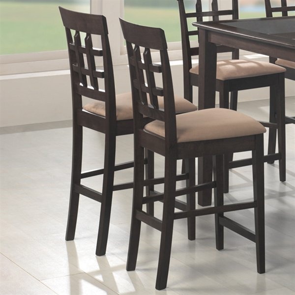 Mix-Match-Wheat-Back-Bar-Stool-with-Cappuccino-Finish-with-Mocha-Microfiber-Upholstery-Set-of-2-by-Coaster-Fine-Furniture