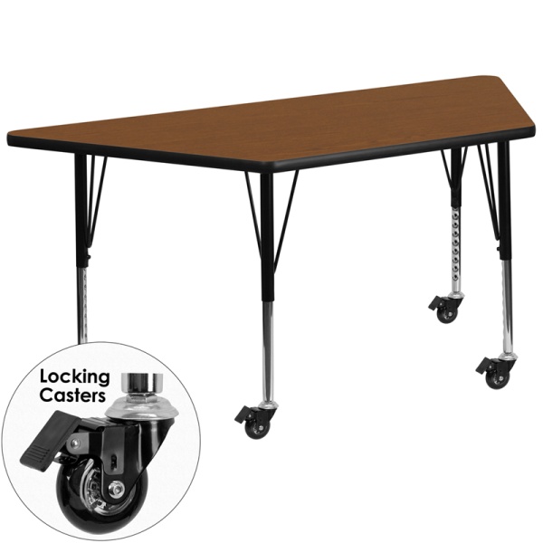 Mobile-25.5W-x-46.25L-Trapezoid-Oak-HP-Laminate-Activity-Table-Height-Adjustable-Short-Legs-by-Flash-Furniture