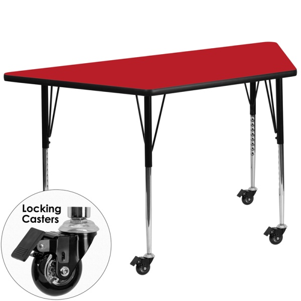 Mobile-25.5W-x-46.25L-Trapezoid-Red-HP-Laminate-Activity-Table-Standard-Height-Adjustable-Legs-by-Flash-Furniture