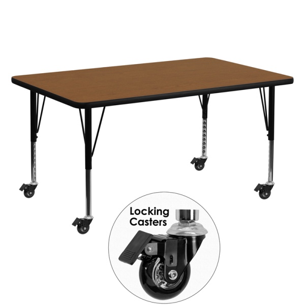 Mobile-30W-x-60L-Rectangular-Oak-HP-Laminate-Activity-Table-Height-Adjustable-Short-Legs-by-Flash-Furniture