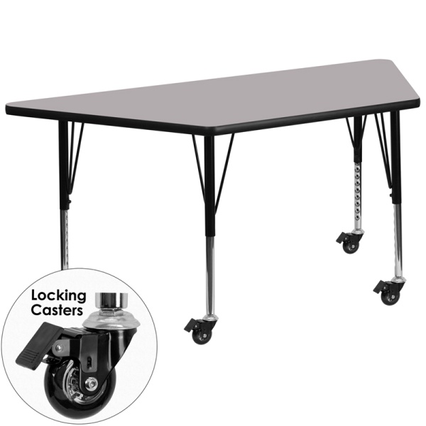 Mobile-30W-x-60L-Trapezoid-Grey-Thermal-Laminate-Activity-Table-Height-Adjustable-Short-Legs-by-Flash-Furniture