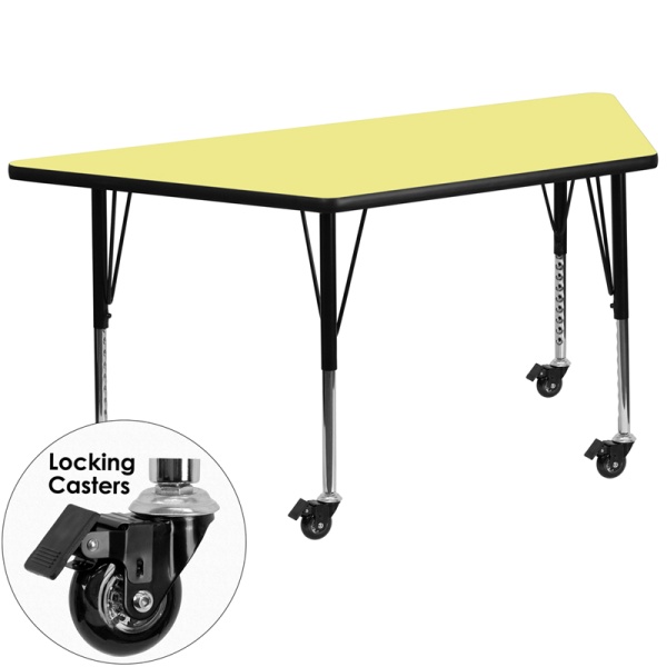 Mobile-30W-x-60L-Trapezoid-Yellow-Thermal-Laminate-Activity-Table-Height-Adjustable-Short-Legs-by-Flash-Furniture