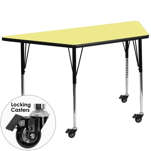 Mobile-30W-x-60L-Trapezoid-Yellow-Thermal-Laminate-Activity-Table-Standard-Height-Adjustable-Legs-by-Flash-Furniture