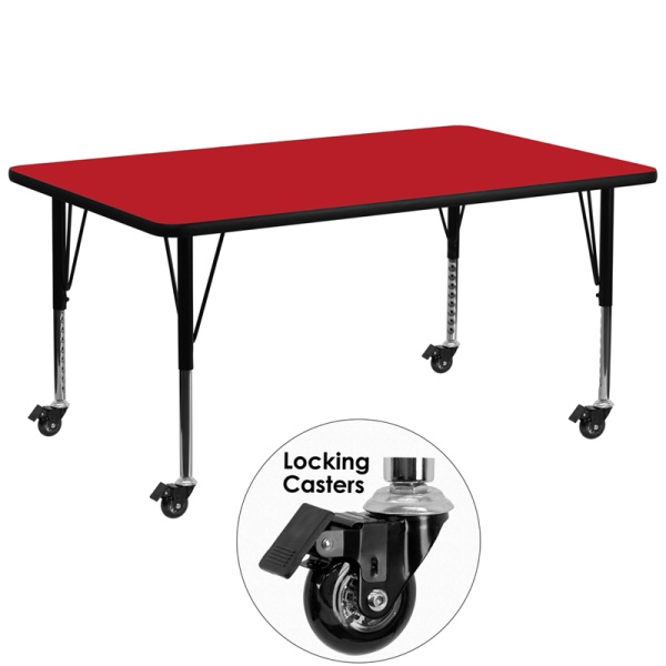 Mobile-30W-x-72L-Rectangular-Red-HP-Laminate-Activity-Table-Height-Adjustable-Short-Legs-by-Flash-Furniture