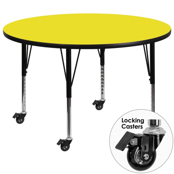 Mobile-42-Round-Yellow-HP-Laminate-Activity-Table-Height-Adjustable-Short-Legs-by-Flash-Furniture