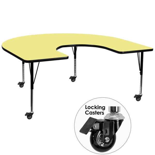 Mobile-60W-x-66L-Horseshoe-Yellow-Thermal-Laminate-Activity-Table-Height-Adjustable-Short-Legs-by-Flash-Furniture