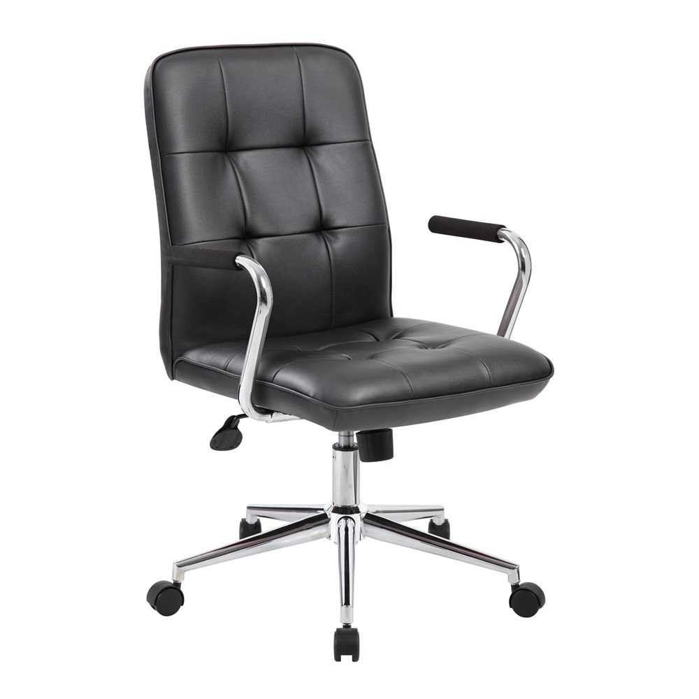 Modern Office Chair With Chrome Arms With Black CaressoftPlus ...