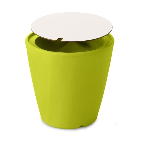 Omnia-Outdoor-Garden-Stool-with-White-High-Pressure-Laminate-Top-Finish-and-Green-Finish-by-Domitalia