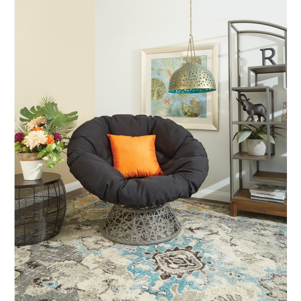 Papasan-Chair-with-Black-cushion-and-Black-Frame-by-OSP-Office-Star