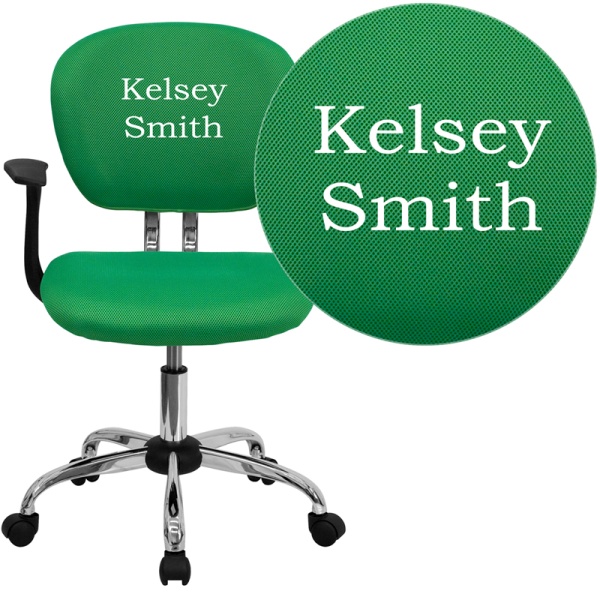 Personalized-Mid-Back-Bright-Green-Mesh-Swivel-Task-Chair-with-Chrome-Base-and-Arms-by-Flash-Furniture