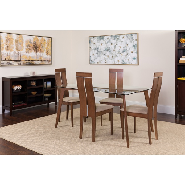 Ridgecrest-5-Piece-Walnut-Wood-Dining-Table-Set-with-Glass-Top-and-Clean-Line-Wood-Dining-Chairs-Padded-Seats-by-Flash-Furniture