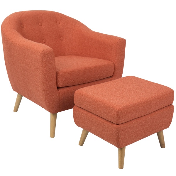 Rockwell-Chair-with-Ottoman-in-Orange-by-LumiSource