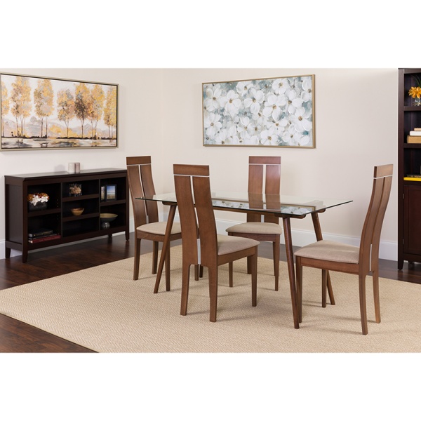 Roseville-5-Piece-Walnut-Wood-Dining-Table-Set-with-Glass-Top-and-Clean-Line-Wood-Dining-Chairs-Padded-Seats-by-Flash-Furniture