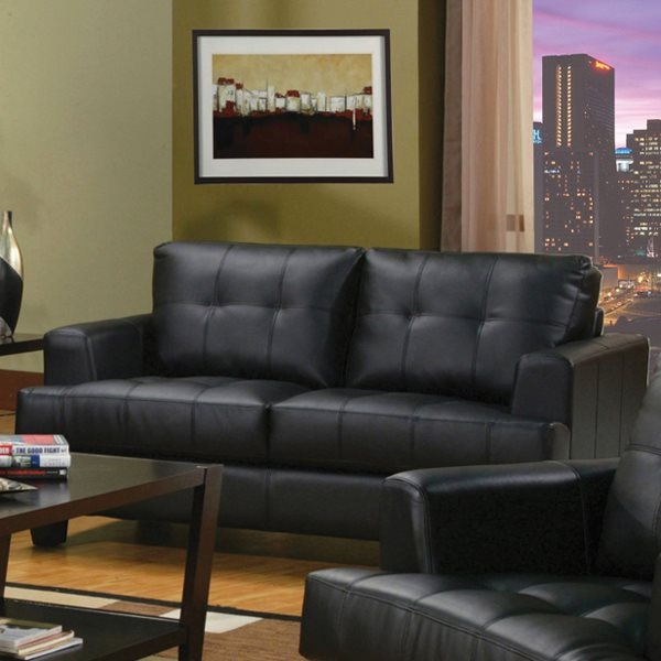 Samuel-Loveseat-with-Black-Bonded-Leather-Upholstery-by-Coaster-Fine-Furniture