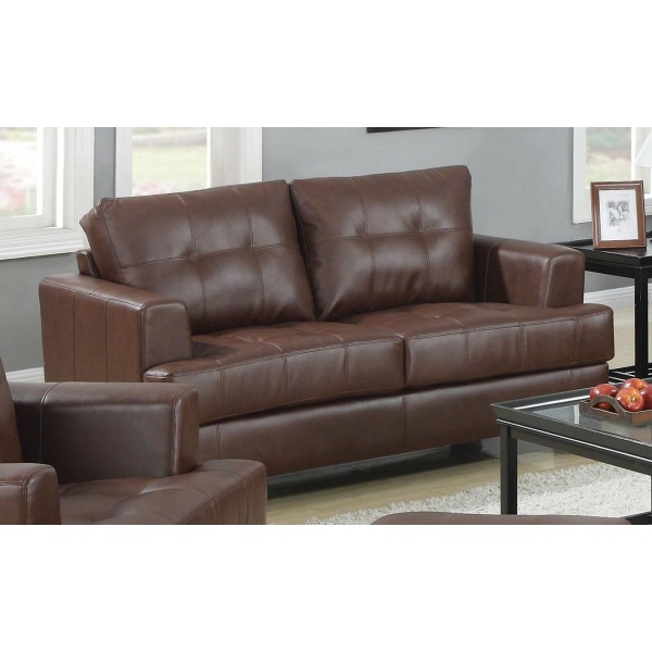 Samuel-Loveseat-with-Dark-Brown-Bonded-Leather-Upholstery-by-Coaster-Fine-Furniture