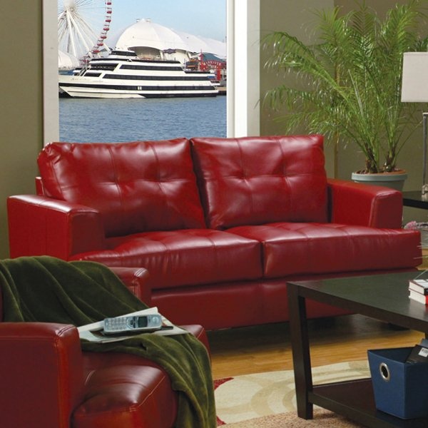 Samuel-Loveseat-with-Red-Bonded-Leather-Upholstery-by-Coaster-Fine-Furniture