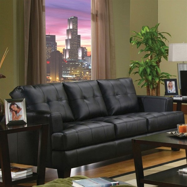 Samuel-Sofa-with-Black-Bonded-Leather-Upholstery-by-Coaster-Fine-Furniture