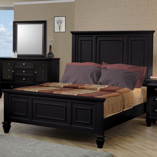 Sandy-Beach-Panel-Bed-Queen-with-Black-Finish-by-Coaster-Fine-Furniture