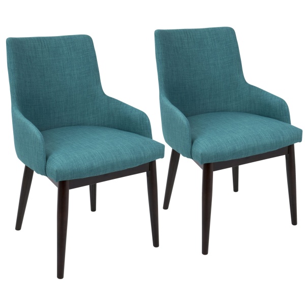 Santiago-Mid-Century-Modern-DiningAccent-Chair-in-Walnut-with-Teal-Fabric-by-LumiSource-Set-of-2