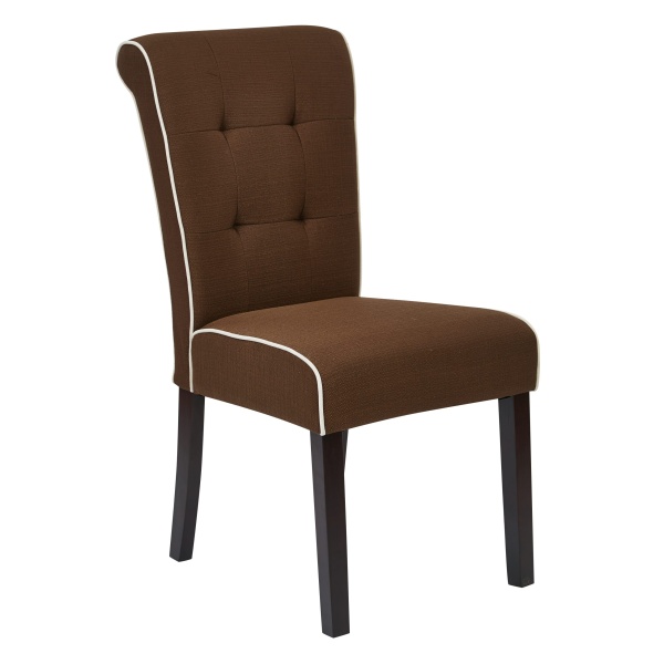 Savanna-Tufted-and-Rolled-Back-Armless-Chocolate-Brown-Chair-with-Contrast-white-Piping-and-Solid-Wood-Espresso-Legs-2-Pack-by-Ave-Six-Office-Star