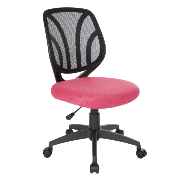 Screen-Back-Armless-Task-Chair-with-Pink-Mesh-and-Dual-Wheel-Carpet-Casters-by-Work-Smart-Office-Star