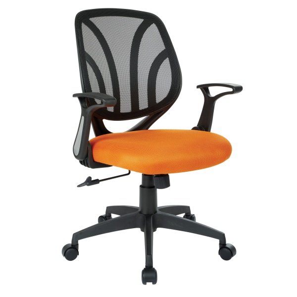 Screen-Back-Chair-with-Orange-Mesh-Flip-Arms-and-Silver-Accents-by-Work-Smart-Office-Star