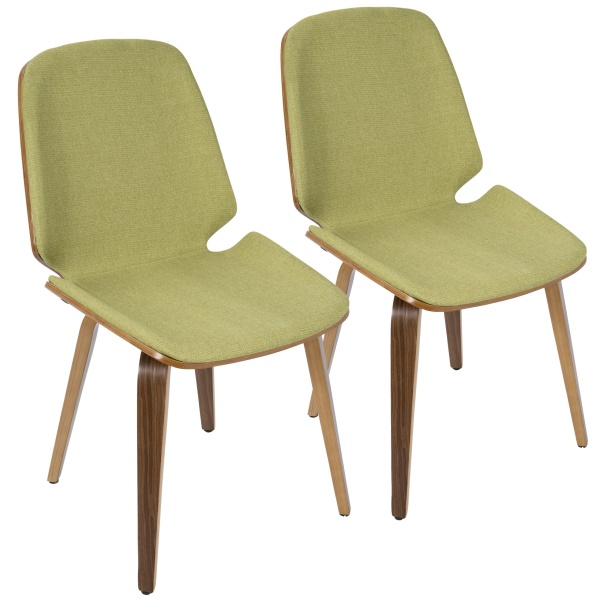 Serena-Mid-Century-Modern-Dining-Chair-in-Walnut-with-Green-Fabric-by-LumiSource-Set-of-2